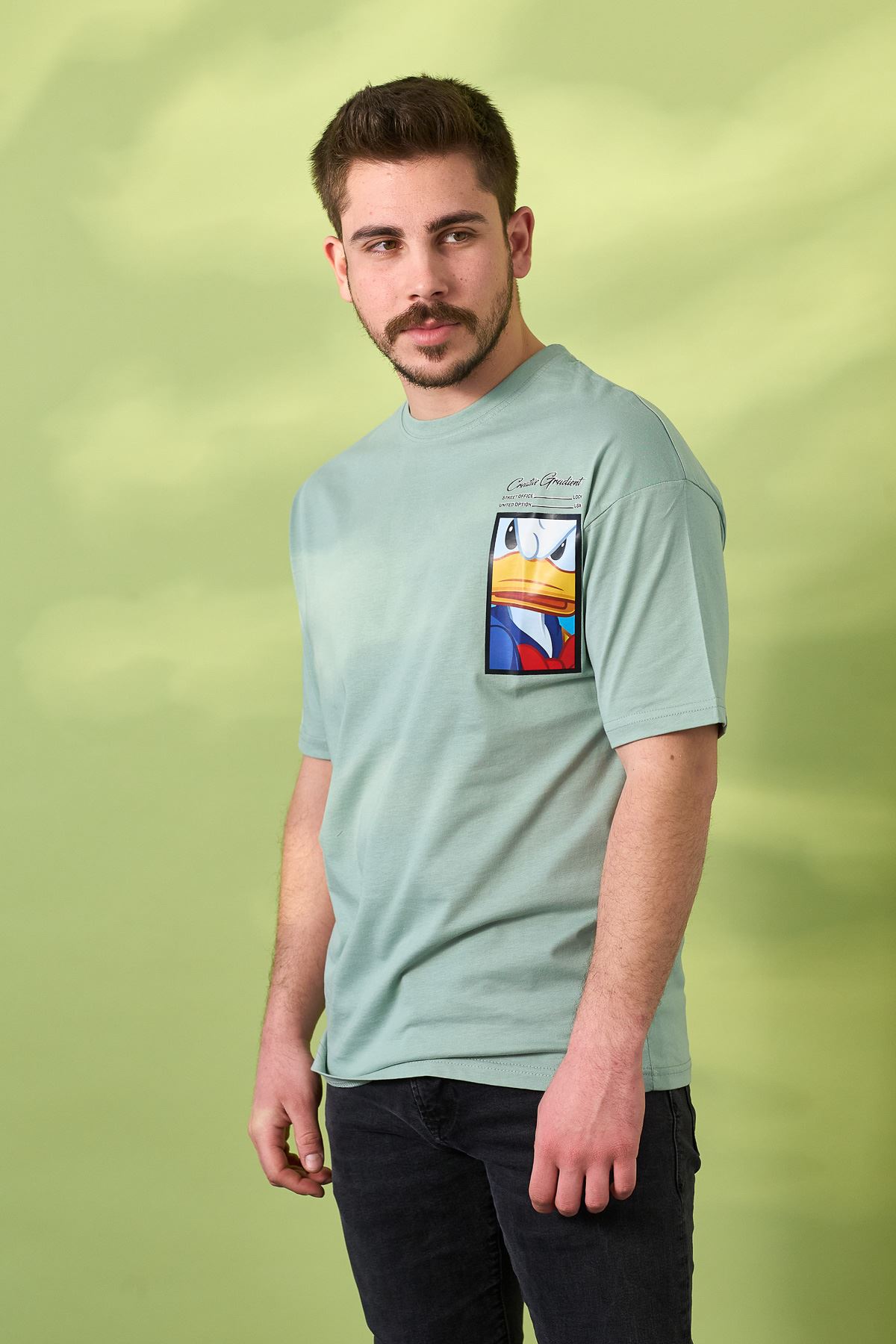 Regular Wake Baskı Desen T-shirt-MINT