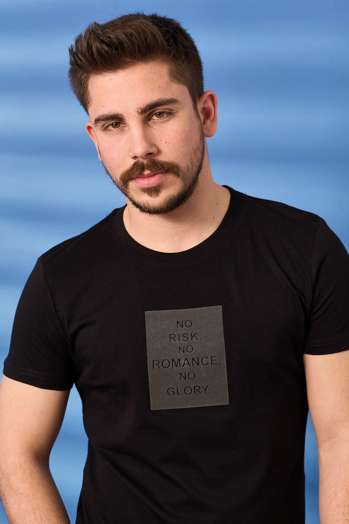 Regular Romance Baskı Desen Penye T-shirt-SİYAH