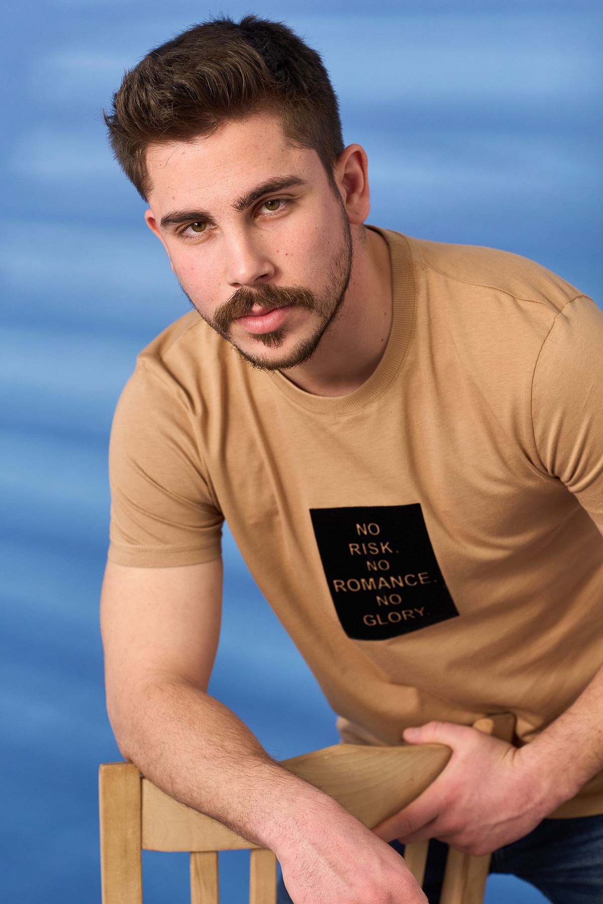 Regular Romance Baskı Desen Penye T-shirt-BEJ