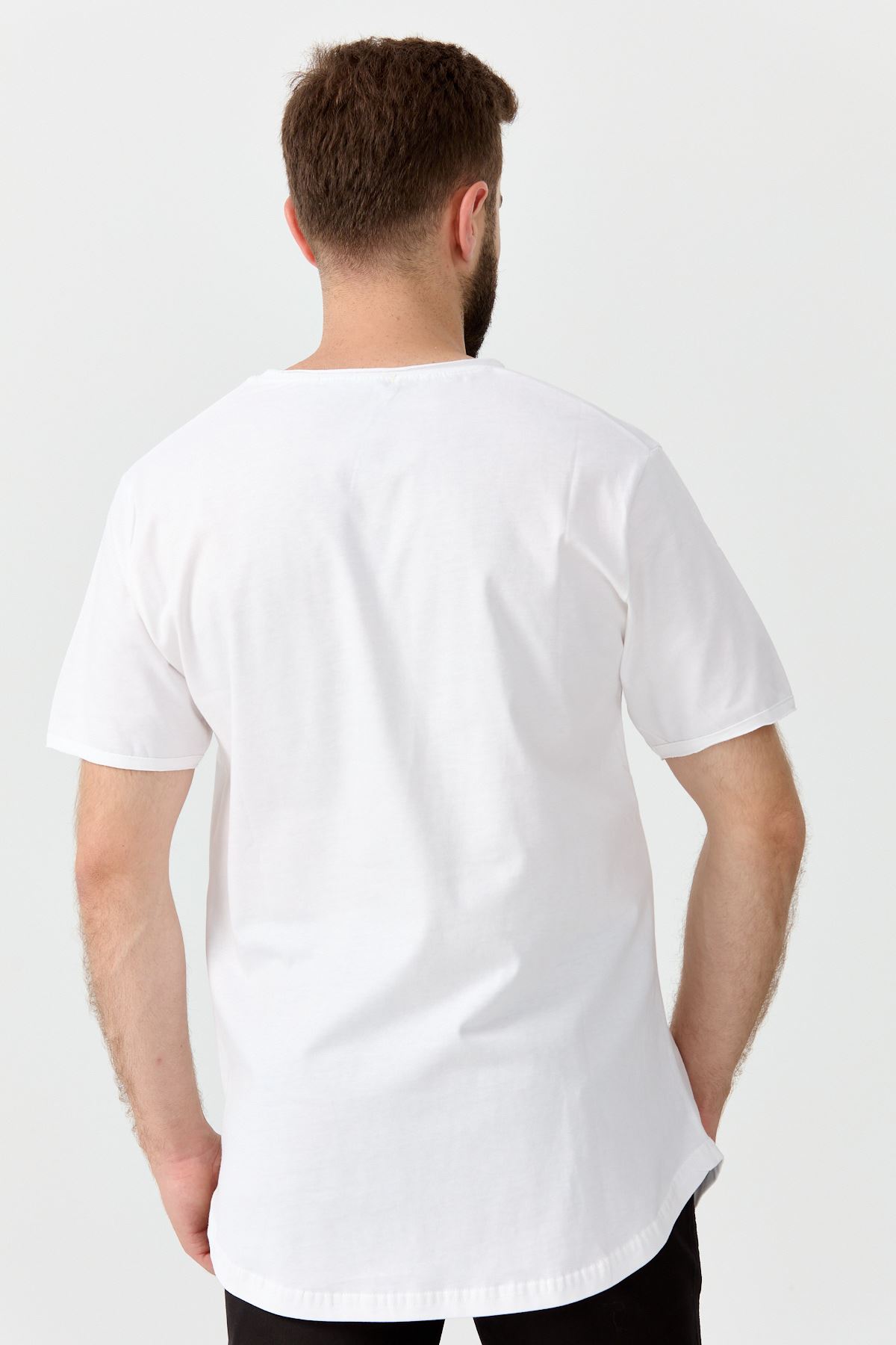 Slimfit Kesim Duz Desen Basic Tshirt-BEYAZ