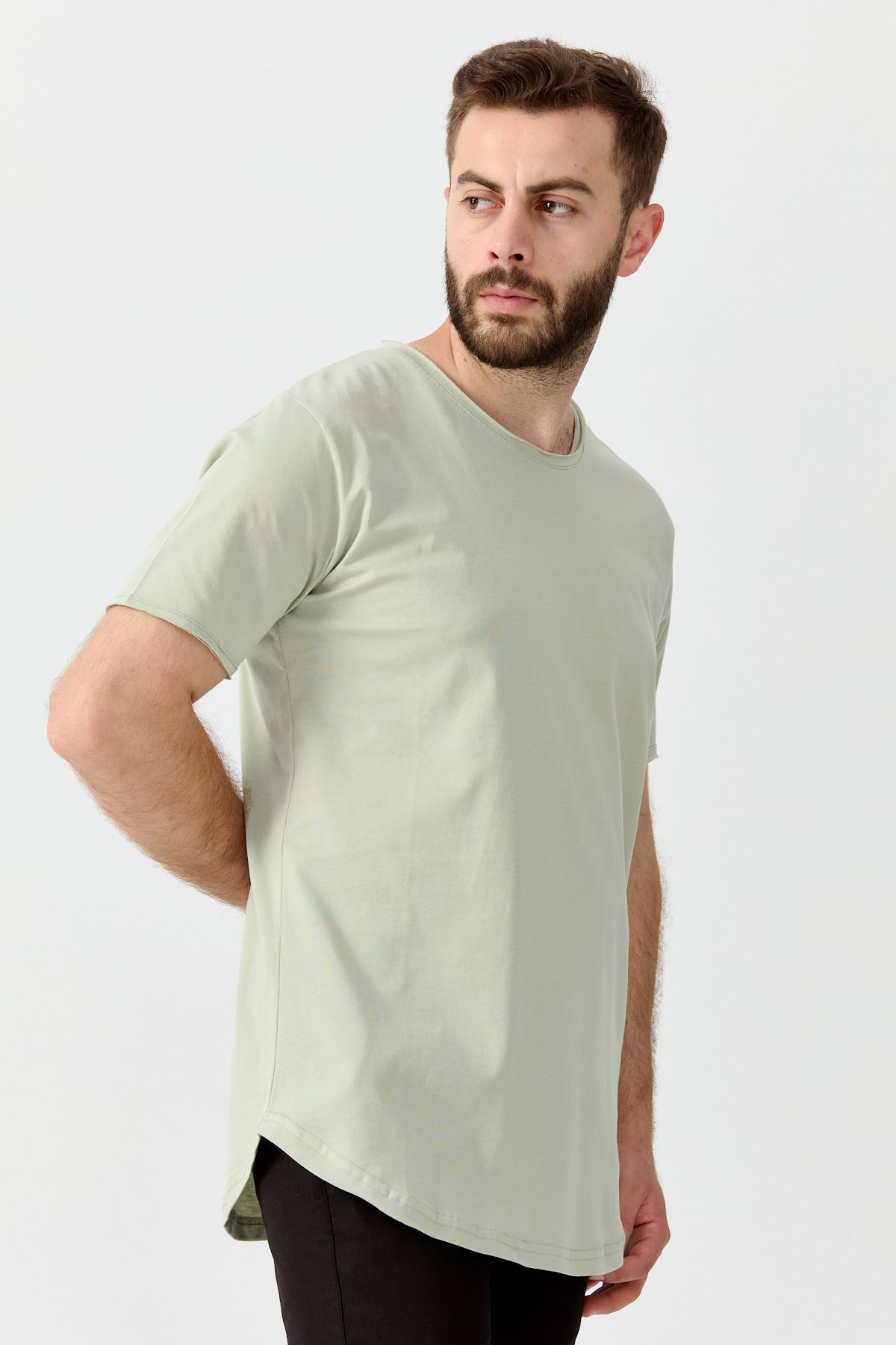 Slimfit Kesim Duz Desen Basic Tshirt-MINT
