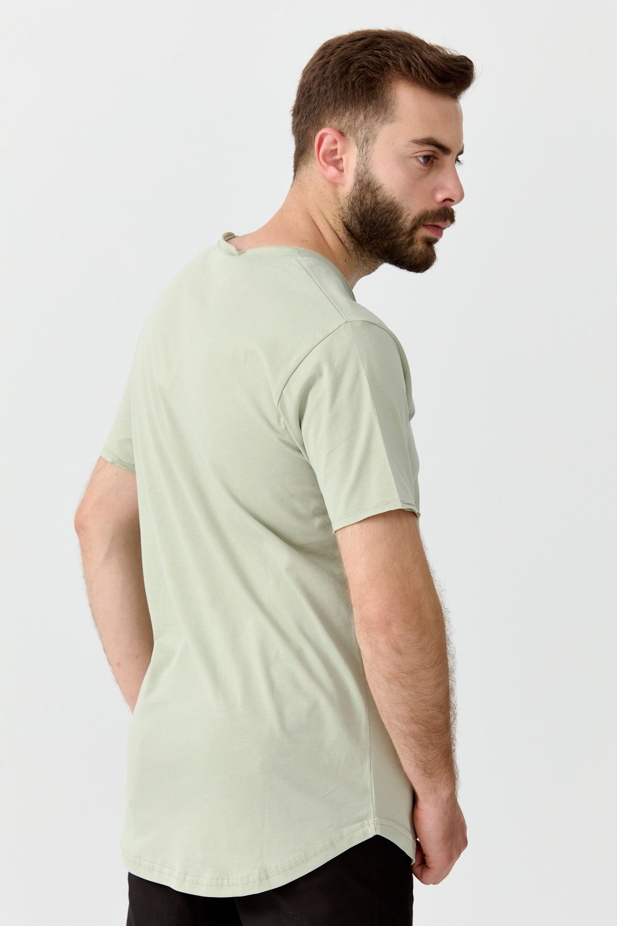 Slimfit Kesim Duz Desen Basic Tshirt-MINT