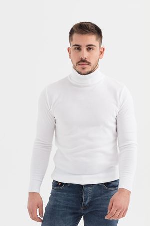 Slimfit Kesin Düz Desen Tam Balıkçı Triko Kazak-BEYAZ