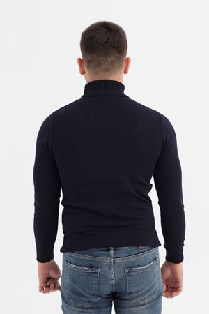 Slimfit Kesin Düz Desen Tam Balıkçı Triko Kazak-LACİVERT