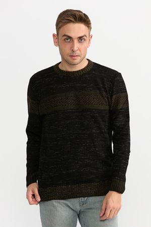 Slimfit Serit Desen Kazak 203-SİYAH