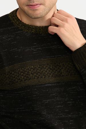 Slimfit Serit Desen Kazak 203-SİYAH