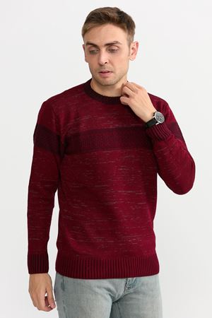Slimfit Serit Desen Kazak 203-BORDO