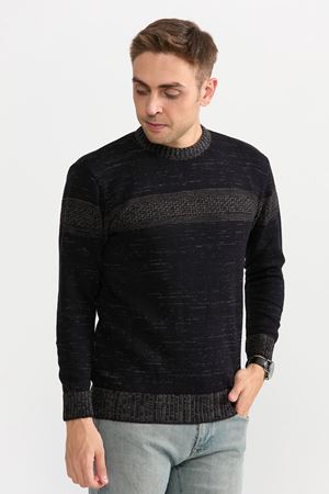 Slimfit Serit Desen Kazak 203-LACİVERT