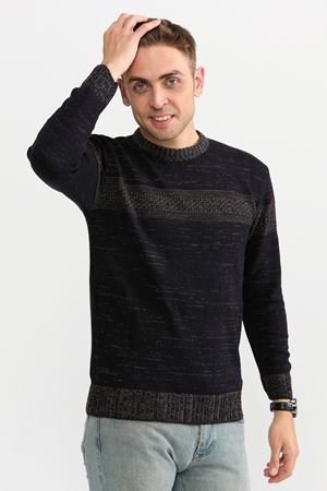 Slimfit Serit Desen Kazak 203-LACİVERT