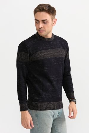 Slimfit Serit Desen Kazak 203-LACİVERT