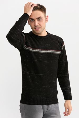 Slimfit Serit Desen Kazak 109-SİYAH