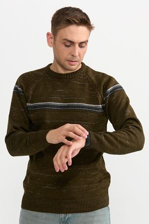 Slimfit Serit Desen Kazak 109-HAKİ