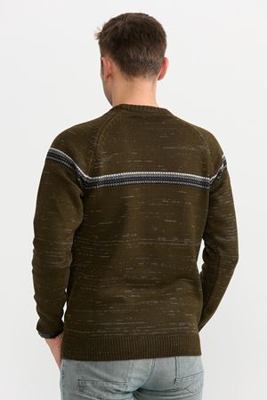 Slimfit Serit Desen Kazak 109-HAKİ