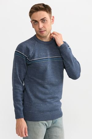 Slimfit Serit Desen Kazak 109-MAVİ