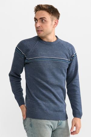 Slimfit Serit Desen Kazak 109-MAVİ