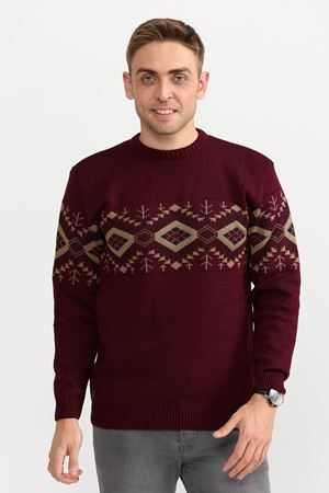 Slimfit Kilim Desen Kazak 234-BORDO