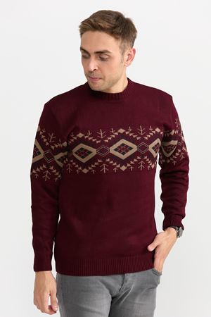 Slimfit Kilim Desen Kazak 234-BORDO