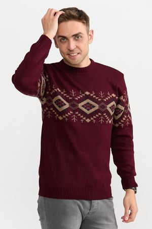 Slimfit Kilim Desen Kazak 234-BORDO