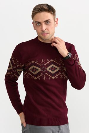 Slimfit Kilim Desen Kazak 234-BORDO