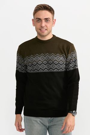 Slimfit Orgu Desen Kazak 233-HAKİ