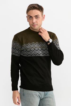 Slimfit Orgu Desen Kazak 233-HAKİ