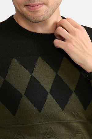 Slimfit Baklava Desen Kazak 1064-HAKİ