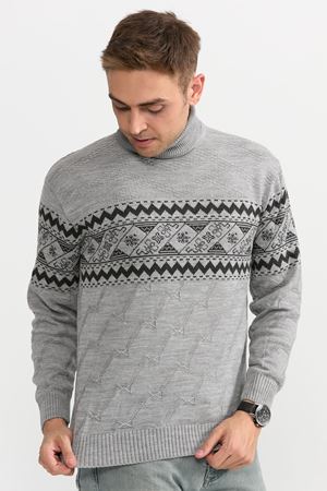 Slimfit Kilim Desen Kazak 1028-GRİ