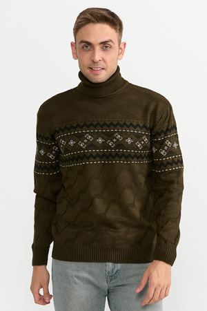 Slimfit Kilim Desen Kazak 1028-HAKİ