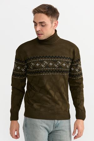 Slimfit Kilim Desen Kazak 1028-HAKİ