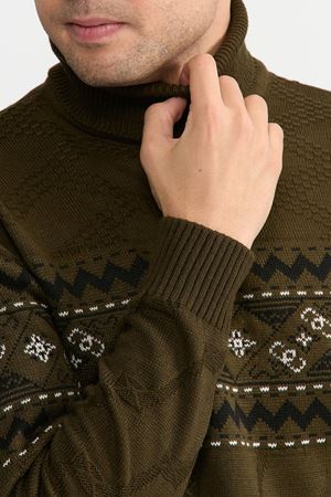 Slimfit Kilim Desen Kazak 1028-HAKİ