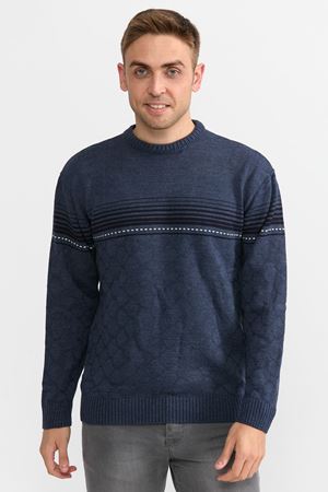 Slimfit Serit Desen Kazak 1052-MAVİ