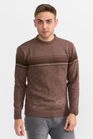 Slimfit Serit Desen Kazak 1052-KAHVE