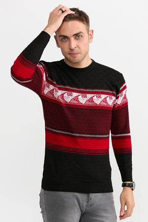 Slimfit Dalga Desen Kazak 1068-SİYAH