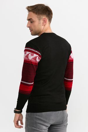 Slimfit Dalga Desen Kazak 1068-SİYAH