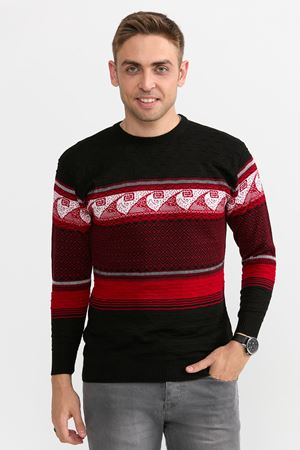 Slimfit Dalga Desen Kazak 1068-SİYAH