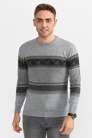 Slimfit Dalga Desen Kazak 1068-GRİ