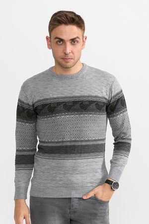 Slimfit Dalga Desen Kazak 1068-GRİ