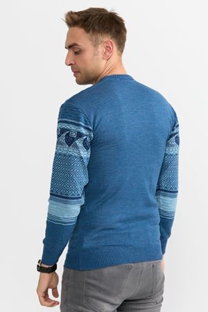 Slimfit Dalga Desen Kazak 1068-MAVİ