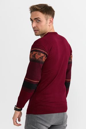 Slimfit Dalga Desen Kazak 1068-BORDO