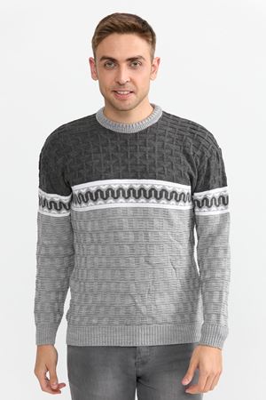 Slimfit Hali Desen Kazak 1050-GRİ