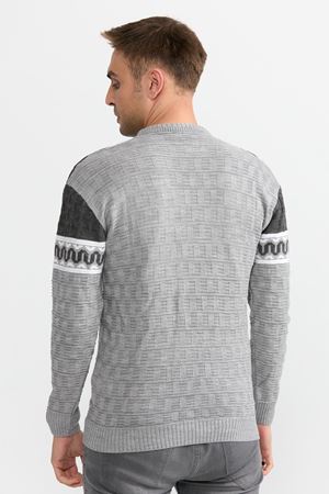 Slimfit Hali Desen Kazak 1050-GRİ