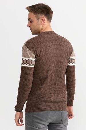 Slimfit Hali Desen Kazak 1050-KAHVE