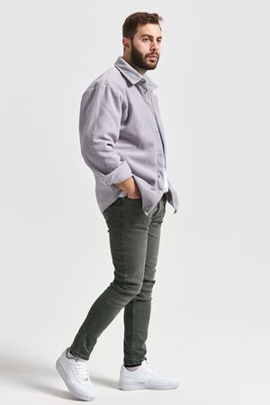 Slimfit Kesim Erkek Duz Desen Cepsiz Polar Gomlek-GRİ