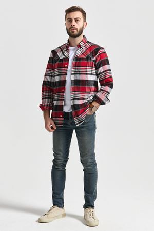 Slimfit Kesim Erkek Parcalı Oduncu Gomlek-KIRMIZI