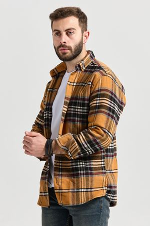 Slimfit Kesim Erkek Ekose Oduncu Gomlek-SARI