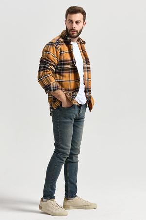 Slimfit Kesim Erkek Ekose Oduncu Gomlek-SARI