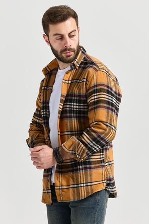 Slimfit Kesim Erkek Ekose Oduncu Gomlek-SARI