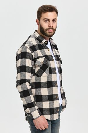 Slimfit Kesim Erkek Dama Desen Oduncu Gomlek-BEYAZ