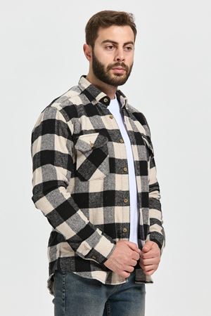 Slimfit Kesim Erkek Dama Desen Oduncu Gomlek-BEYAZ