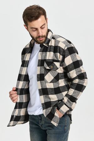 Slimfit Kesim Erkek Dama Desen Oduncu Gomlek-BEYAZ